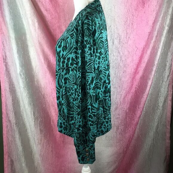 Apt 9 Lightweight Animal Print Sweater Sz XL Green Black Cheetah Leopard - Picture 4 of 8